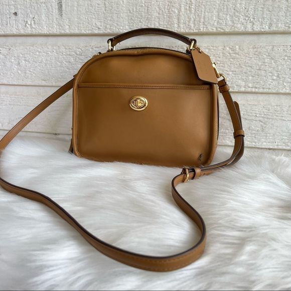 Coach Handbags - *RARE* COACH Re-Edition Lunch Pail Box Camera Bag Tan Leather Crossbody Satchel